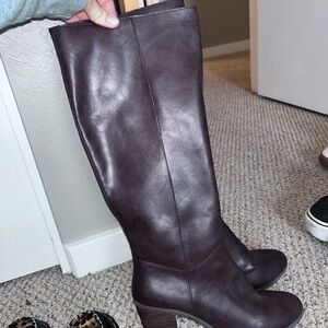 Brown vegan Leather Knee-High Boots